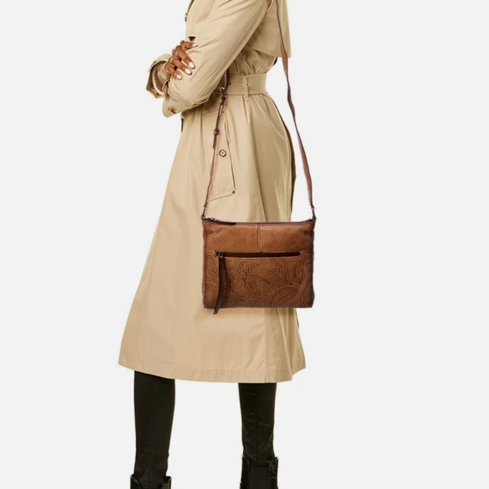 Frye sale
Brown Leather Crossbody Bag with  Embossed Design Hadley